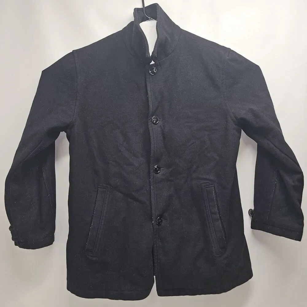 GAP Black Wool Blend Coat Men’s Size L Warm Lined Winter Jacket Classic Style